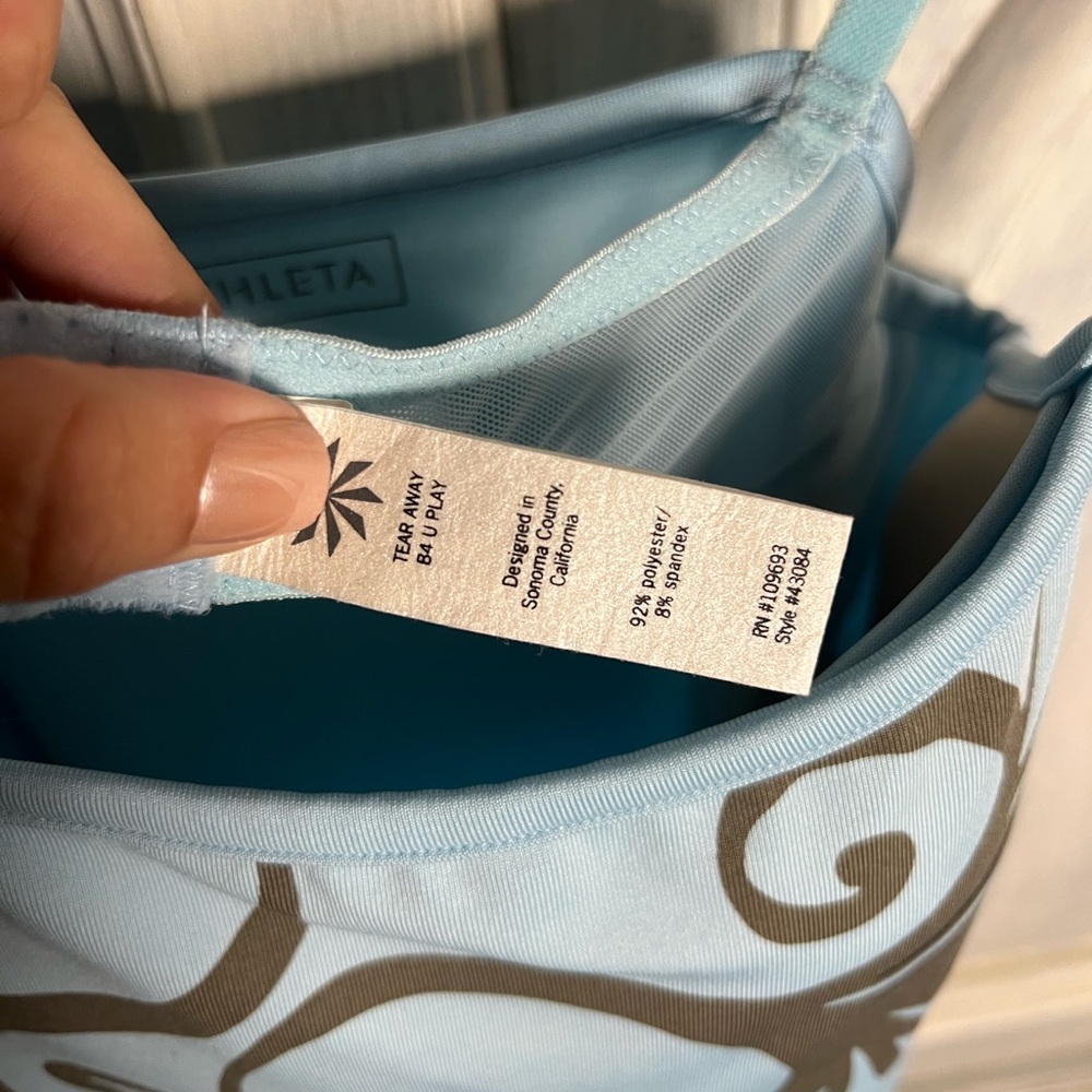 Athleta Light Blue Paisley Swirl Shoreline Swim Active Dress - Picture 5 of 7